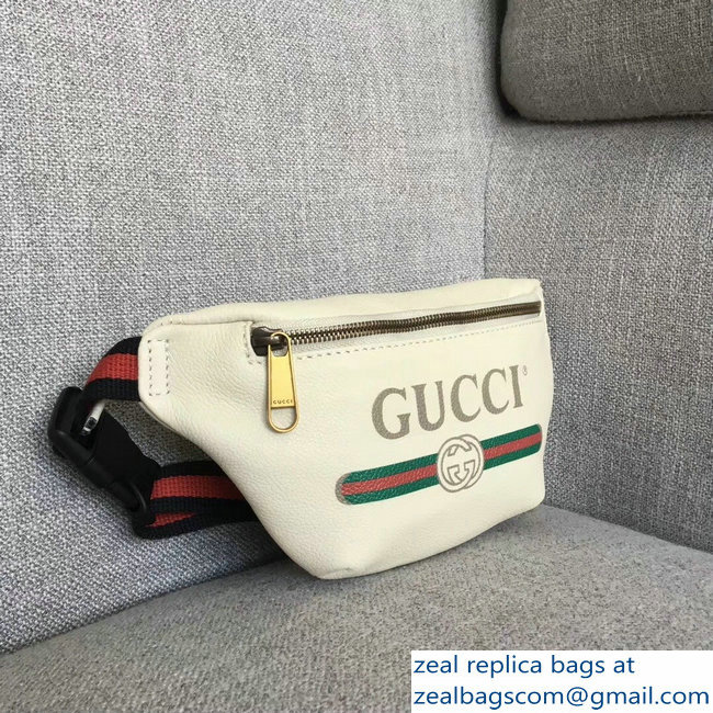 Gucci Print Leather Vintage Logo Small Belt Bag 527792 White 2018