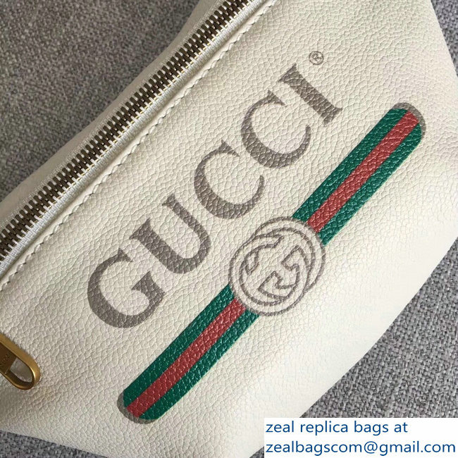 Gucci Print Leather Vintage Logo Small Belt Bag 527792 White 2018