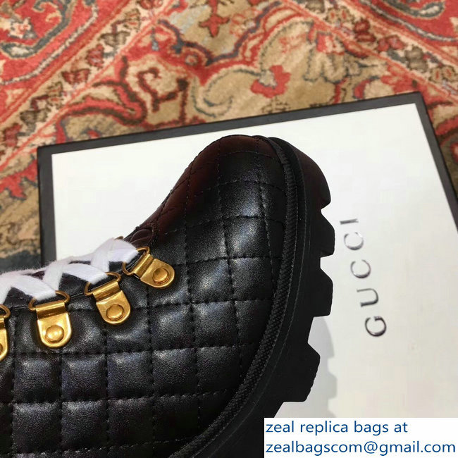 Gucci Quilted Leather Ankle Boots With Belt Black 2018