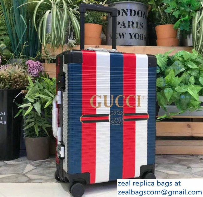 Gucci Sylvie Baiadera Striped Vintage Logo Print Carry-on Luggage Bag 2018 - Click Image to Close