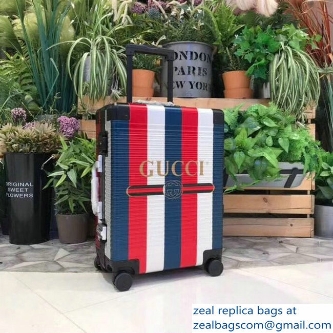 Gucci Sylvie Baiadera Striped Vintage Logo Print Carry-on Luggage Bag 2018