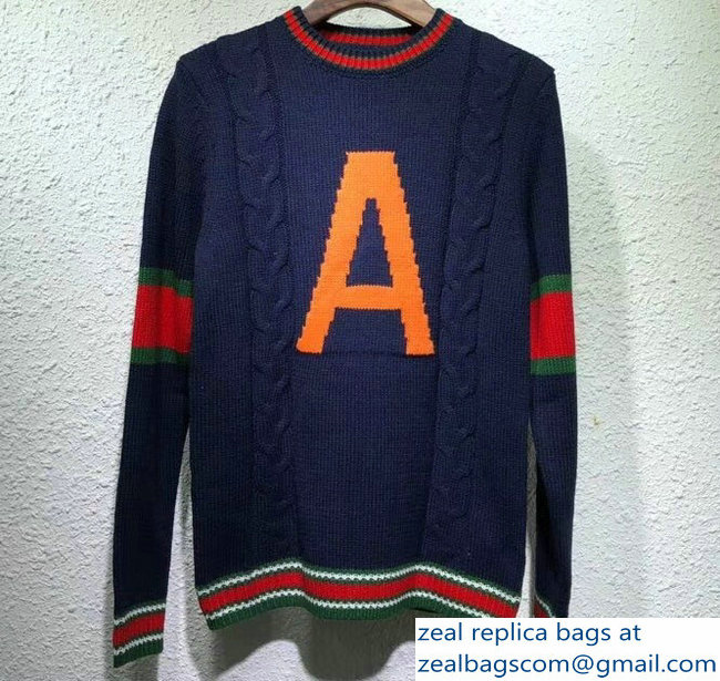 Gucci Unisex Wool Sweater Front Letter A 2018 - Click Image to Close