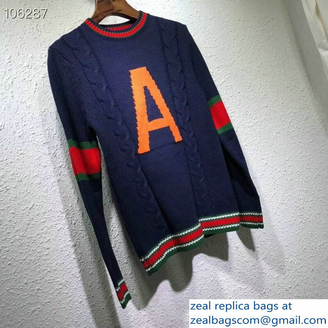 Gucci Unisex Wool Sweater Front Letter A 2018 - Click Image to Close