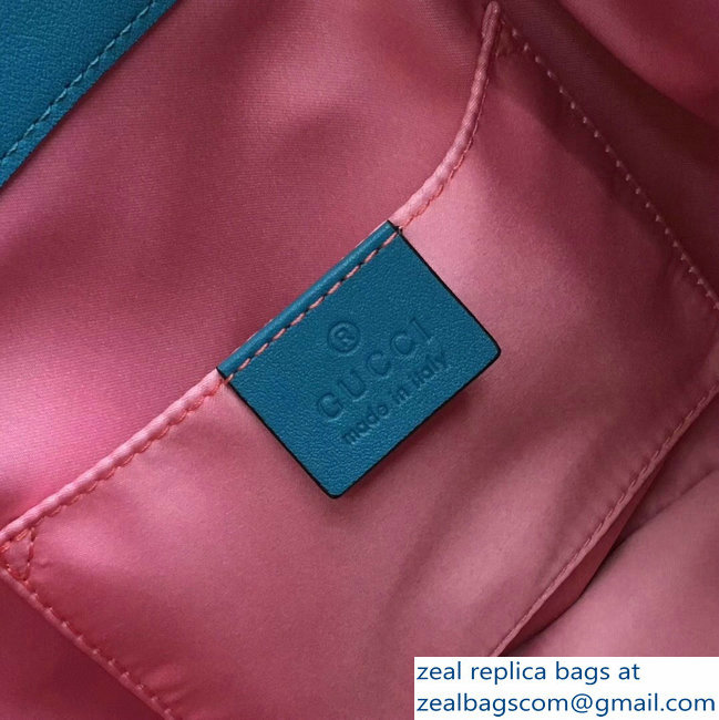 Gucci Velvet GG Marmont Chevron Quilted Bucket Bag 476674/525081 Turquoise