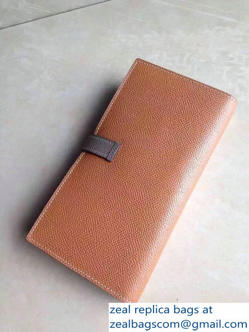 Hermes Bearn Bi-Color Wallet In Original Epsom Leather Brown/Etoupe