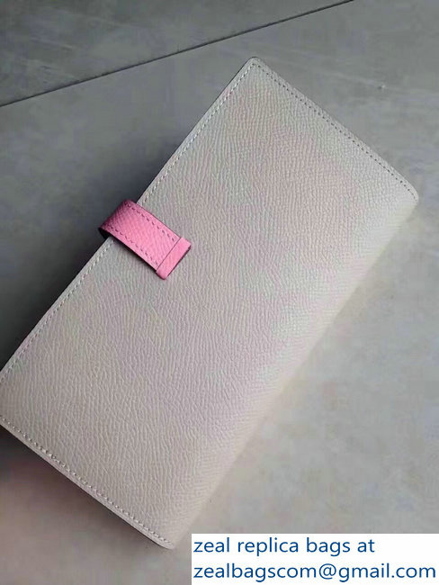 Hermes Bearn Bi-Color Wallet In Original Epsom Leather Pale Gray/Pink - Click Image to Close