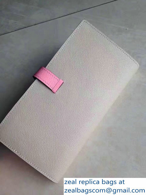 Hermes Bearn Bi-Color Wallet In Original Epsom Leather Pale Gray/Pink