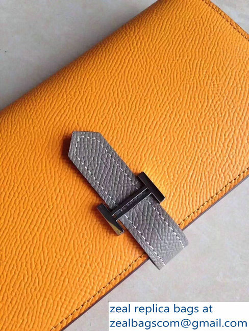 Hermes Bearn Bi-Color Wallet In Original Epsom Leather Yellow/Etoupe