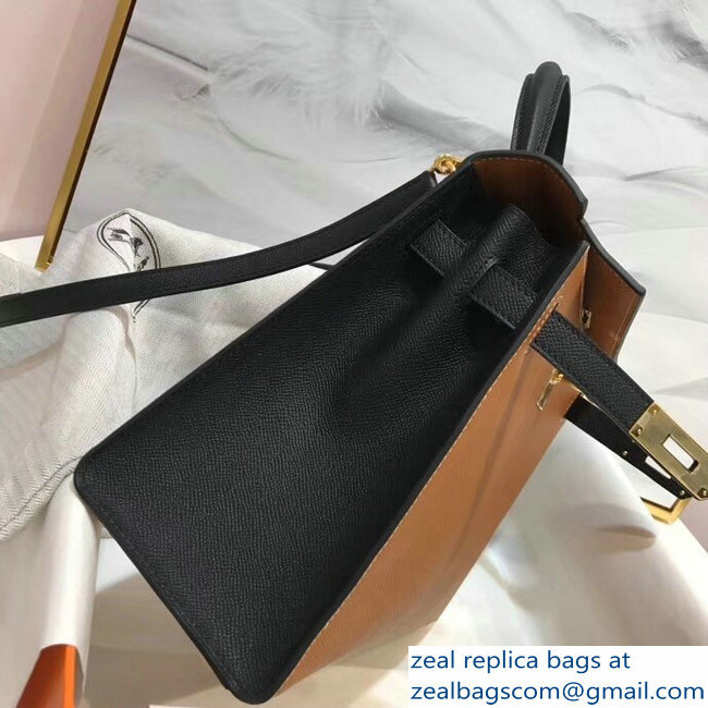 Hermes Bicolor Kelly 28cm Bag in Epsom Leather Brown/Black 2018