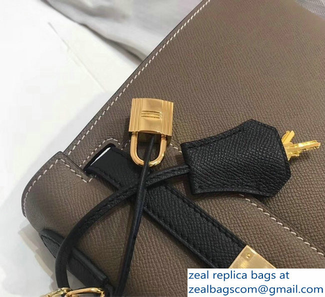 Hermes Bicolor Kelly 28cm Bag in Epsom Leather Etoupe/Black 2018 - Click Image to Close