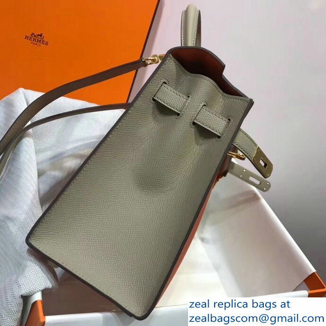 Hermes Bicolor Kelly 28cm Bag in Epsom Leather Orange/Pale Gray 2018 - Click Image to Close