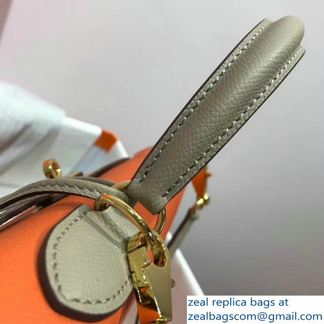 Hermes Bicolor Kelly 28cm Bag in Epsom Leather Orange/Pale Gray 2018