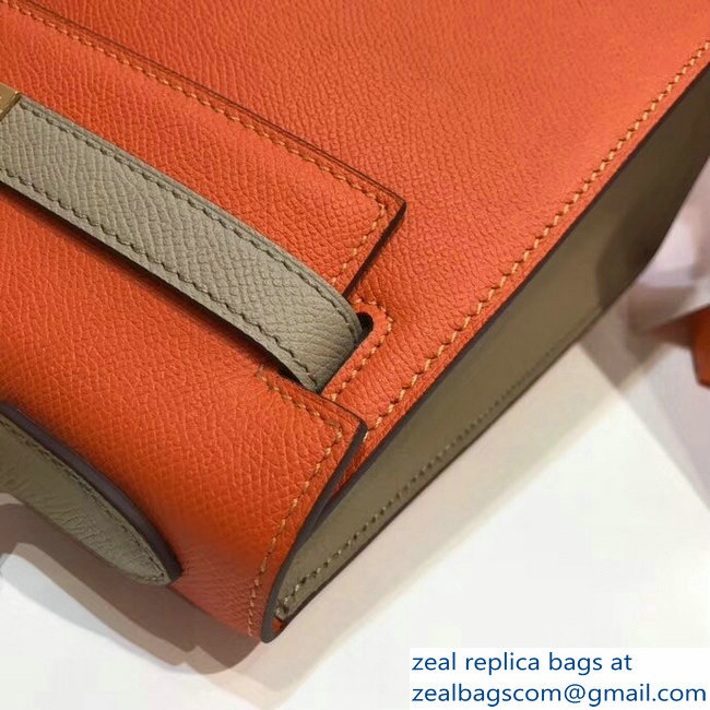 Hermes Bicolor Kelly 28cm Bag in Epsom Leather Orange/Pale Gray 2018 - Click Image to Close