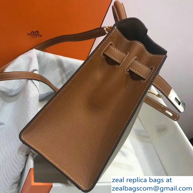 Hermes Bicolor Kelly 28cm Bag in Epsom Leather Pale Gray/Brown 2018