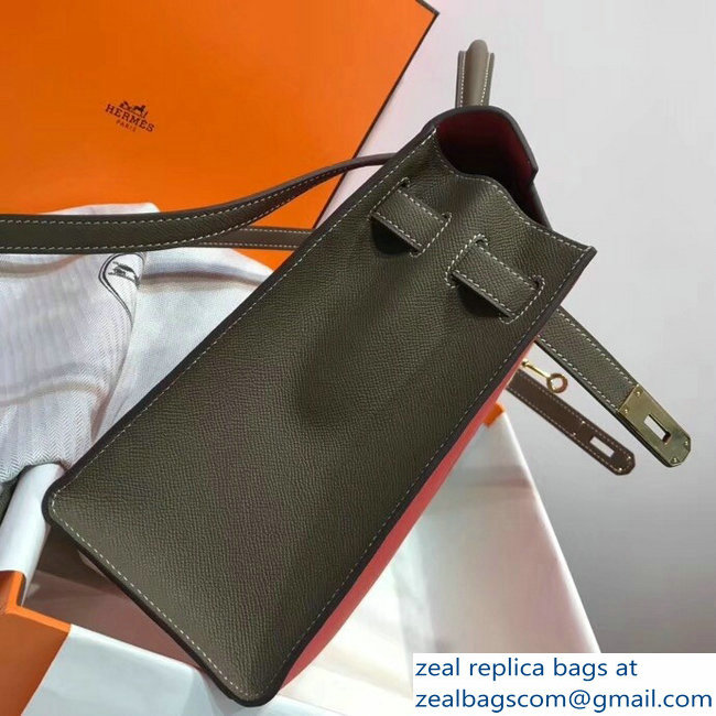 Hermes Bicolor Kelly 28cm Bag in Epsom Leather Red/Etoupe 2018
