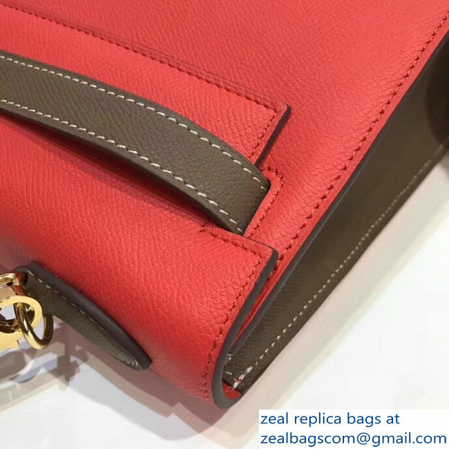 Hermes Bicolor Kelly 28cm Bag in Epsom Leather Red/Etoupe 2018