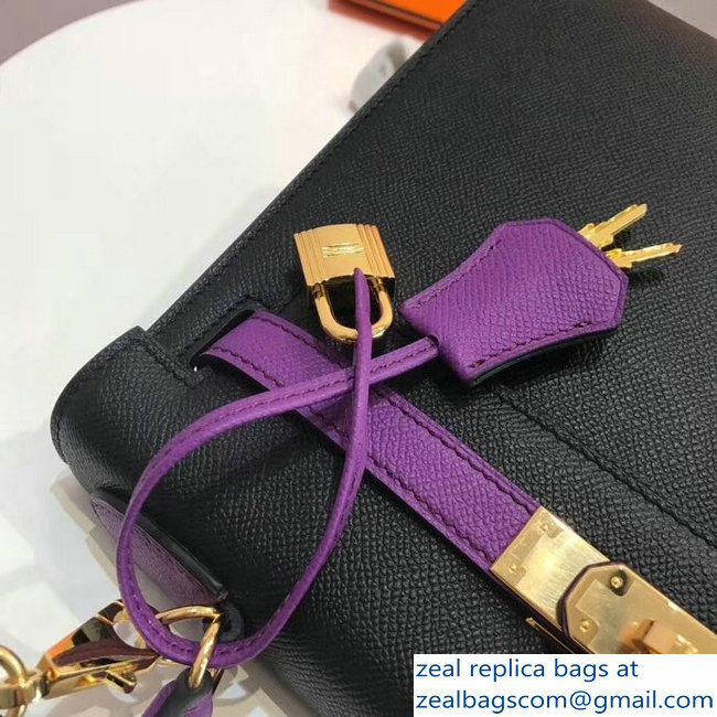 Hermes Bicolor Kelly 32cm Bag in Epsom Leather Black/Purple 2018 - Click Image to Close