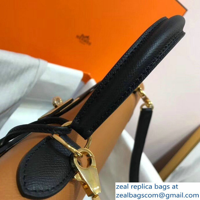 Hermes Bicolor Kelly 32cm Bag in Epsom Leather Brown/Black 2018 - Click Image to Close