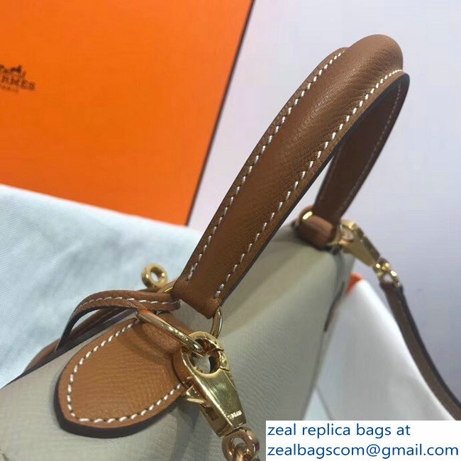 Hermes Bicolor Kelly 32cm Bag in Epsom Leather Pale Gray/Brown 2018 - Click Image to Close