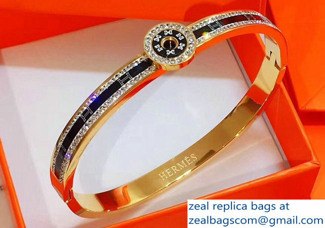 Hermes Crystal H Bangle Bracelet Gold - Click Image to Close