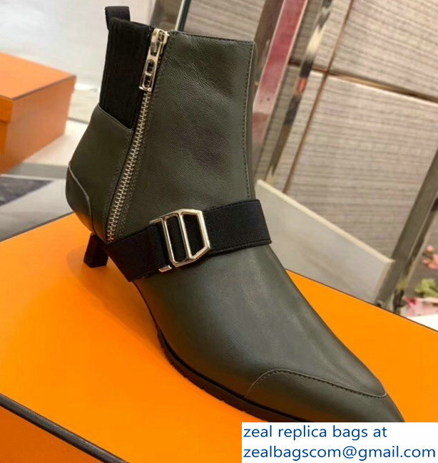 Hermes Shocky Ankle Boots Army Green 2018 - Click Image to Close