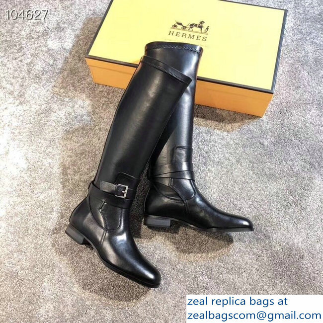 Hermes Soria Boots Black with Wrap-Around Strap 2018