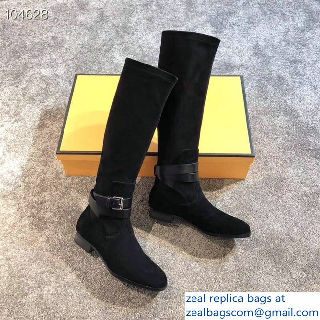 Hermes Soria Boots Suede Black with Wrap-Around Strap 2018