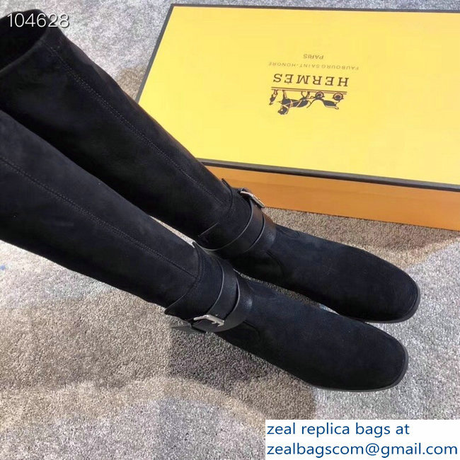 Hermes Soria Boots Suede Black with Wrap-Around Strap 2018 - Click Image to Close