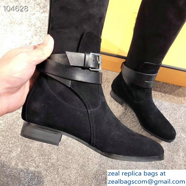 Hermes Soria Boots Suede Black with Wrap-Around Strap 2018 - Click Image to Close