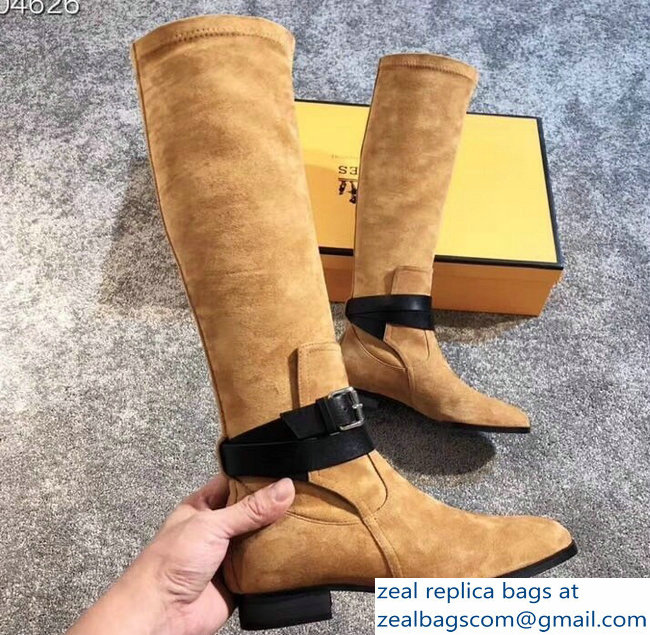 Hermes Soria Boots Suede Camel with Wrap-Around Strap 2018 - Click Image to Close