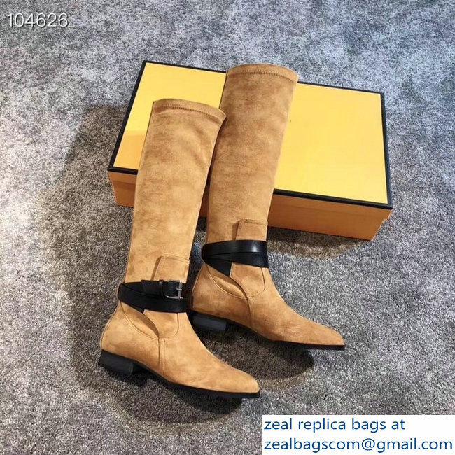 Hermes Soria Boots Suede Camel with Wrap-Around Strap 2018