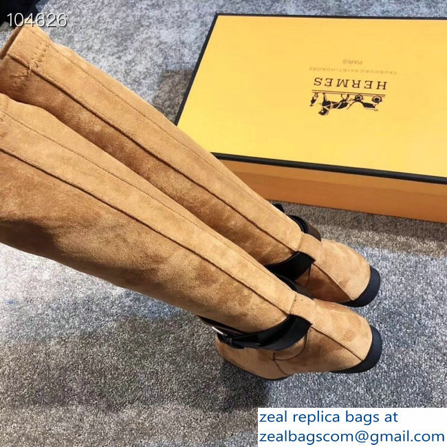 Hermes Soria Boots Suede Camel with Wrap-Around Strap 2018