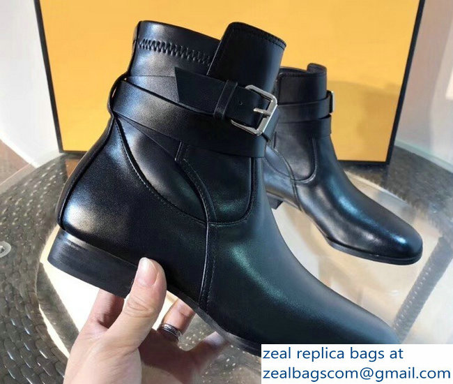 Hermes Soria/Songe Ankle Boots Black with Wrap-Around Strap 2018 - Click Image to Close