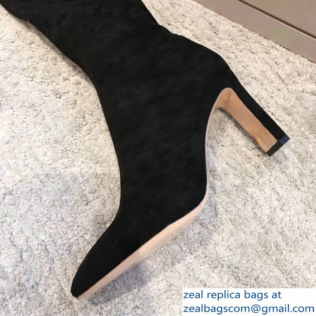 Jimmy Choo Heel 9.5cm Suede Stretch High Boots Black 2018 - Click Image to Close