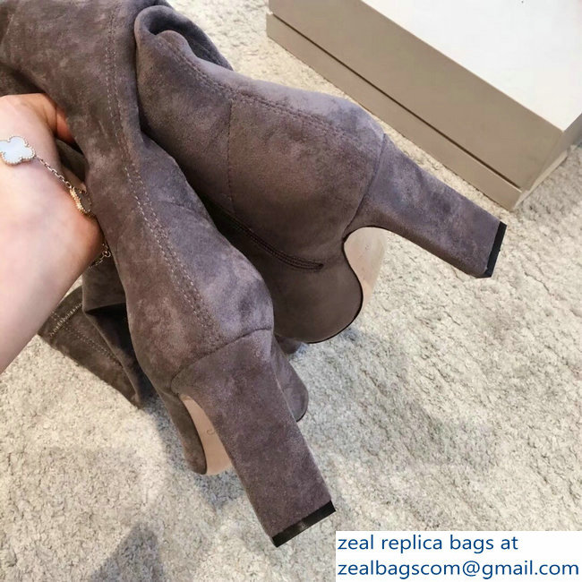 Jimmy Choo Heel 9.5cm Suede Stretch High Boots Gray 2018 - Click Image to Close