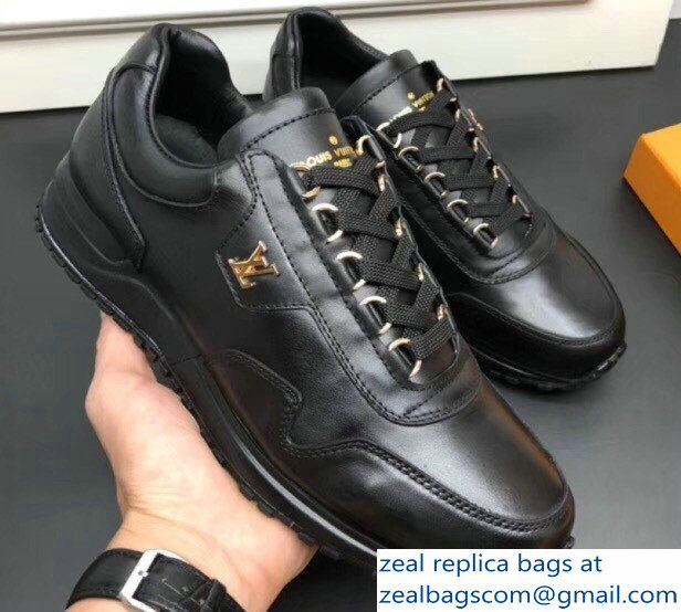 Louis Vuitton Calf Leather Run Away Men's Sneakers Black 2018 - Click Image to Close