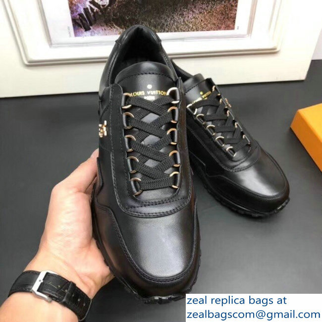 Louis Vuitton Calf Leather Run Away Men's Sneakers Black 2018 - Click Image to Close