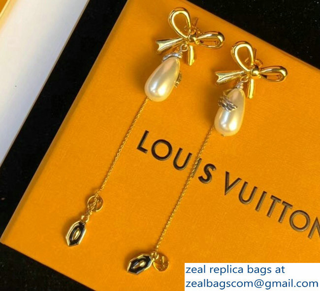 Louis Vuitton LV Windsor Pearl Earrings Bow Gold