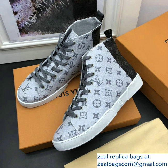 Louis Vuitton Men's Sneakers Monogram Eclipse Split Silver 2018 - Click Image to Close