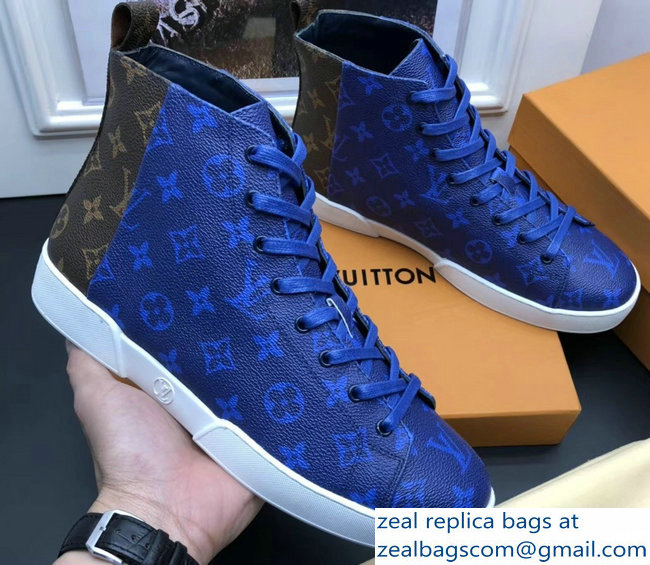 Louis Vuitton Men's Sneakers Monogram Pacific Blue Split 2018 - Click Image to Close