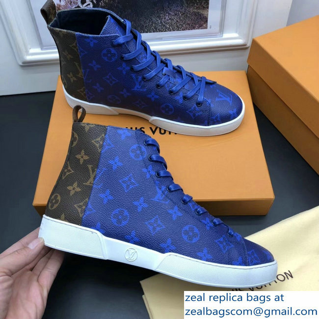 Louis Vuitton Men's Sneakers Monogram Pacific Blue Split 2018 - Click Image to Close