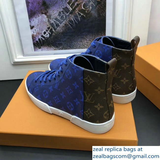 Louis Vuitton Men's Sneakers Monogram Pacific Blue Split 2018 - Click Image to Close