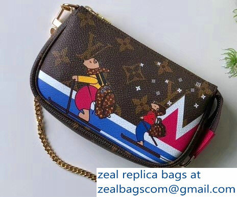 Louis Vuitton Mini Pochette Accessoires Bag Monogram Canvas M67769 Bears On Skis - Click Image to Close