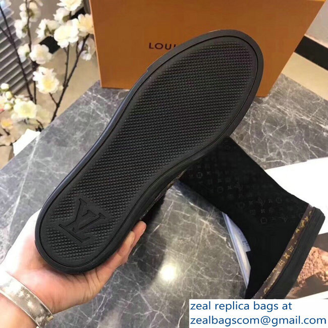 Louis Vuitton Monogram Pattern Snowball Flat Half Boots Black 2018 - Click Image to Close