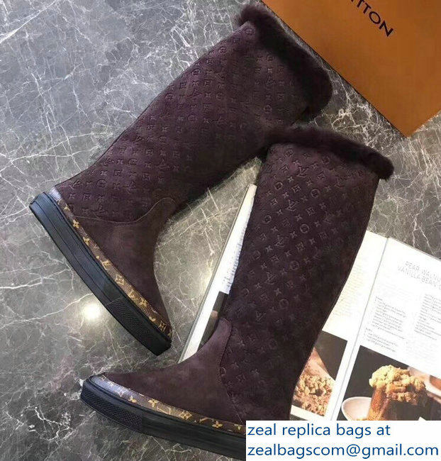 Louis Vuitton Monogram Pattern Snowball Flat Half Boots Tan 2018 - Click Image to Close