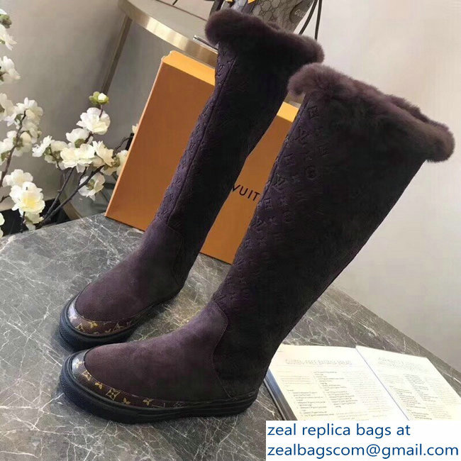 Louis Vuitton Monogram Pattern Snowball Flat Half Boots Tan 2018 - Click Image to Close