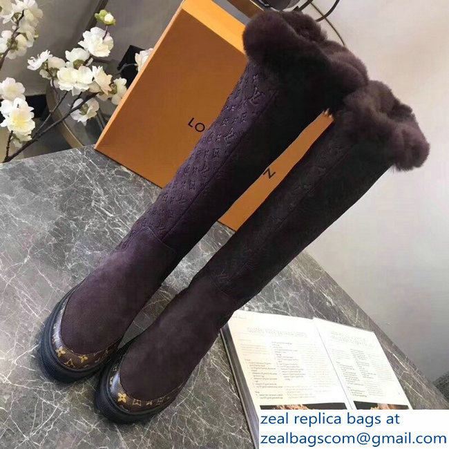 Louis Vuitton Monogram Pattern Snowball Flat Half Boots Tan 2018