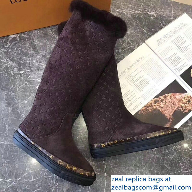 Louis Vuitton Monogram Pattern Snowball Flat Half Boots Tan 2018 - Click Image to Close