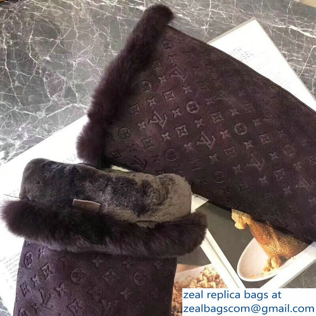 Louis Vuitton Monogram Pattern Snowball Flat Half Boots Tan 2018
