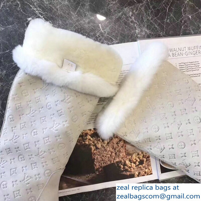 Louis Vuitton Monogram Pattern Snowball Flat Half Boots White 2018